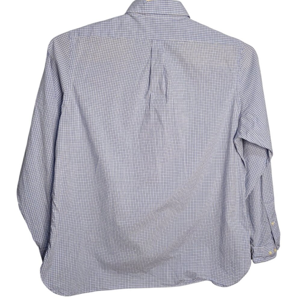 Ralph Lauren Shirt Mens 17.5 Blue Small Check Pony Dress Button Up Long Sleeve - Picture 2 of 4